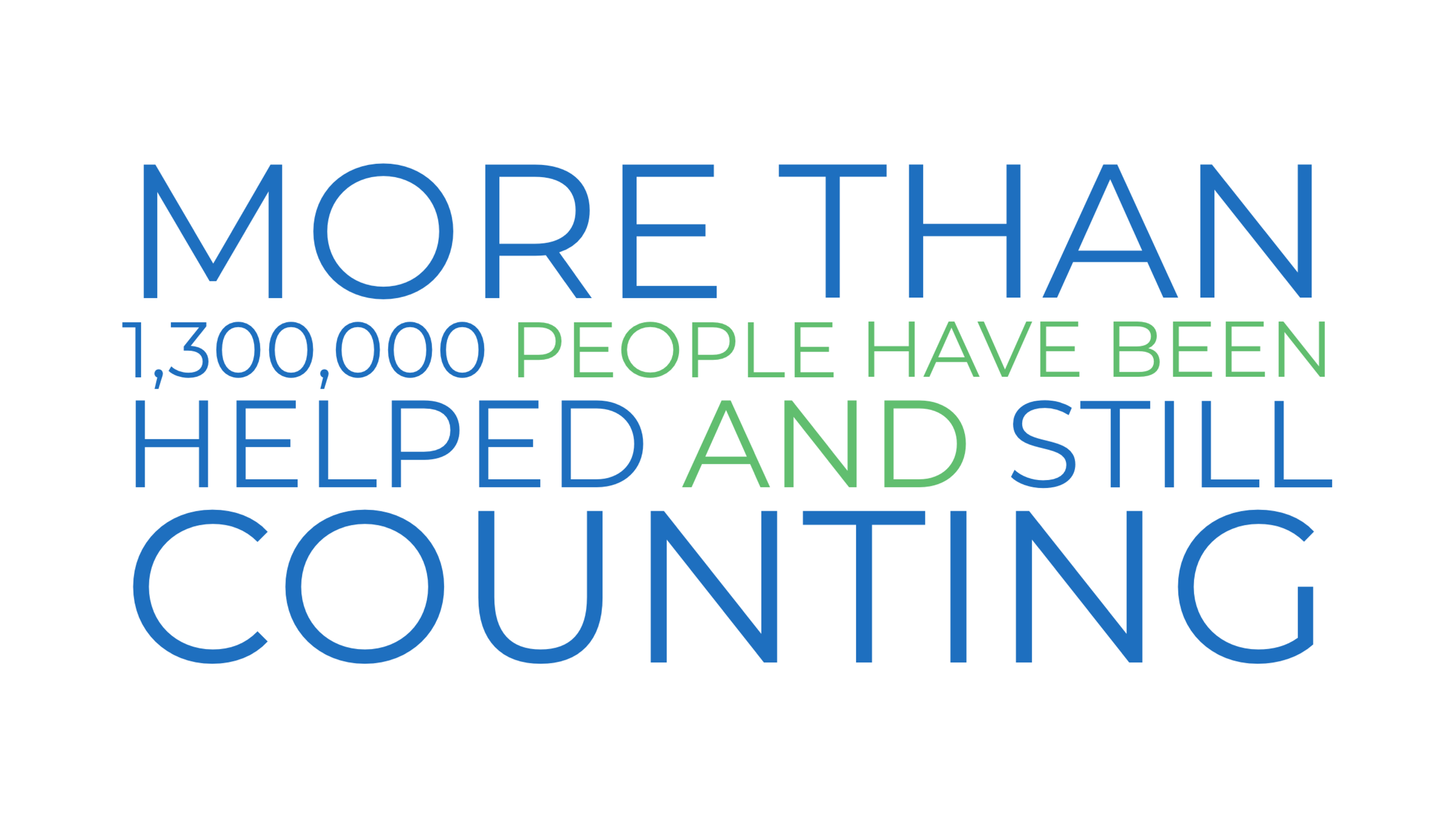 More than 1,300,000 people have been helped and still counting